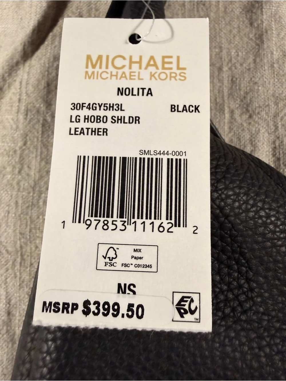 Michael Kors Nolita Black Pebbled Leather Shoulder Hobo with Gold Hardware NWT